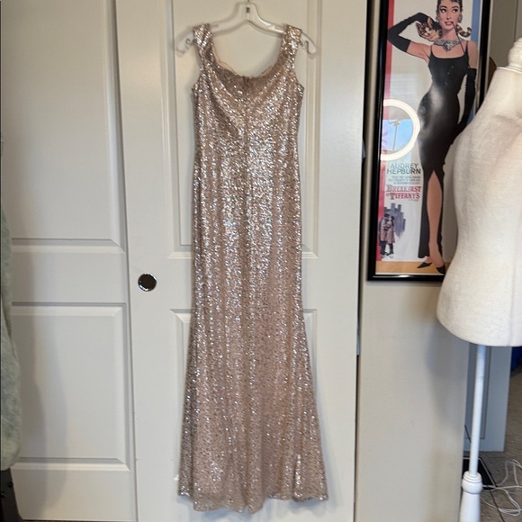 Emerald Sundae women’s Gold/pink sequined off shoulders formal dress size 11 - Picture 12 of 12